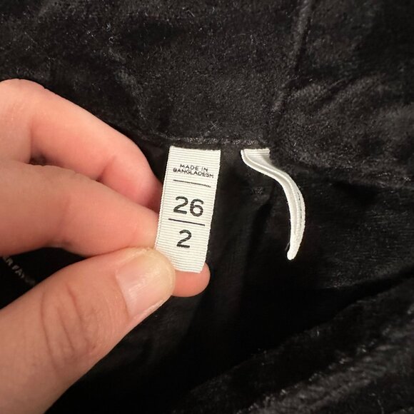 LOFT Womens 2/26 Black Mid Rise Velvet Flat Front Curvy Skinny Pants Pockets - Picture 9 of 13